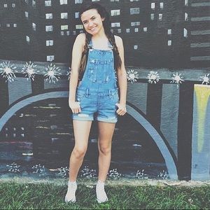 Distressed Jean Shorts Overalls